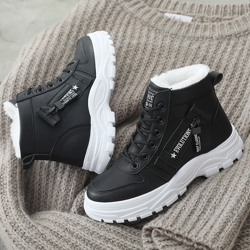 CozyLace Haven Fleece-Lined High-Top Winter Boots