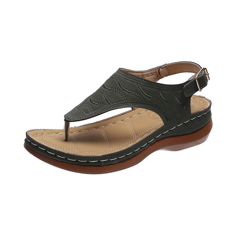 Threadline Embroidered Round-Toe Buckle Sandals, product view 2