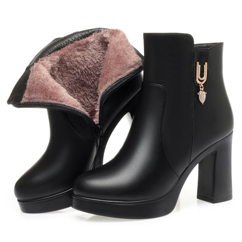 Glintheel Chunky Heel Winter Ankle Boots, product view 2