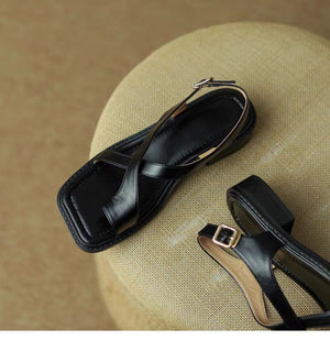 RetroStrap French Retro Square-Toe Thong Sandals, product view 7
