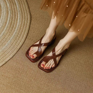 RetroStrap French Retro Square-Toe Thong Sandals, product view 2