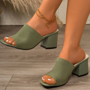 Knitform Chunky Heel Square-Toe Sandals, product view 5