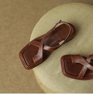 RetroStrap French Retro Square-Toe Thong Sandals, product view 6