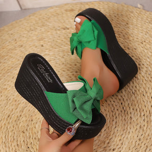 PetalWedge Bow Detail Peep-Toe Wedge Sandals, product view 8