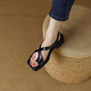 RetroStrap French Retro Square-Toe Thong Sandals, product view 5