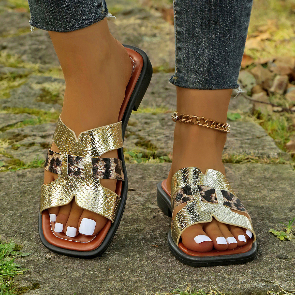 SlipShine One-Strap Flat Slip-On Sandals, product view 3