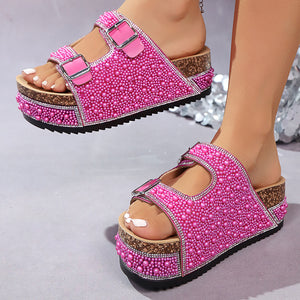 Corkstep Footbed Buckle Platform Flip-Flops, product view 5