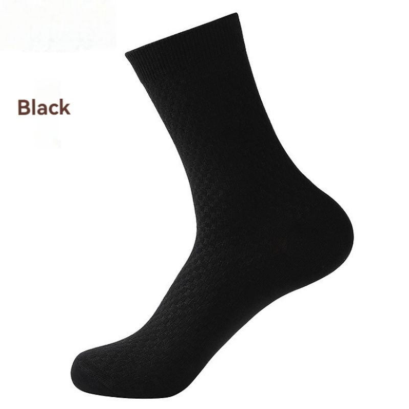 Elorvian bamboo sock in black, mid-calf crew, soft knit