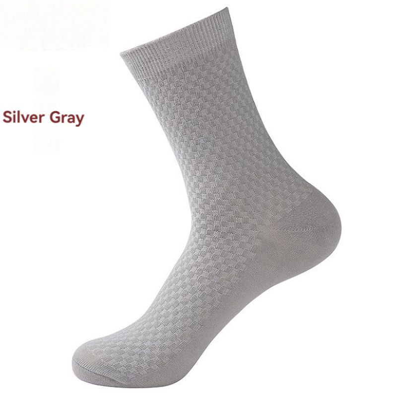 Elorvian bamboo sock in silver grey, mid-calf crew