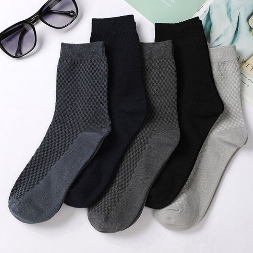 Elorvian bamboo socks flat lay showing all five colours, mid-calf with textured knit