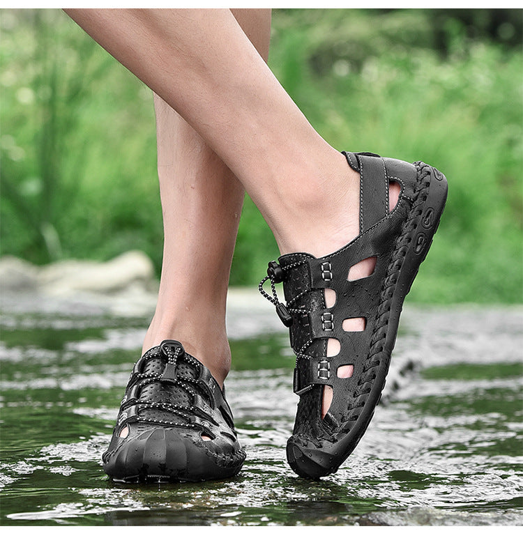 Airhide Closed-Toe Leather Sandals, product view 8