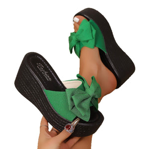 PetalWedge Bow Detail Peep-Toe Wedge Sandals, product view 1