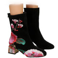 VelvetPine Embroidered Heel Boots, product view 1