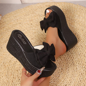 PetalWedge Bow Detail Peep-Toe Wedge Sandals, product view 7