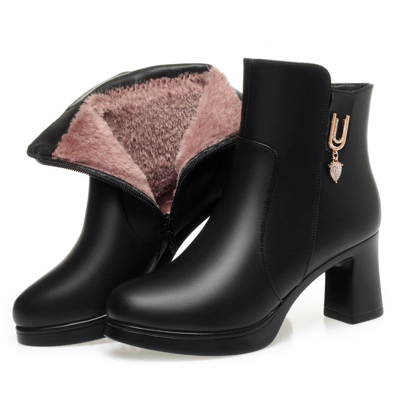Glintheel Chunky Heel Winter Ankle Boots, product view 7