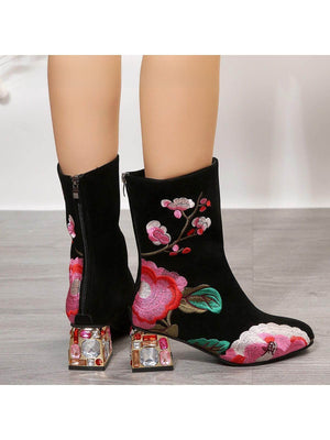 VelvetPine Embroidered Heel Boots, product view 2