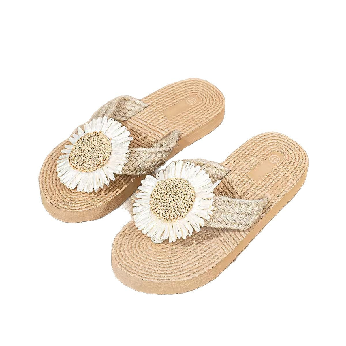 SunPetal Lightweight Sunflower Print Flip-Flops, product view 1