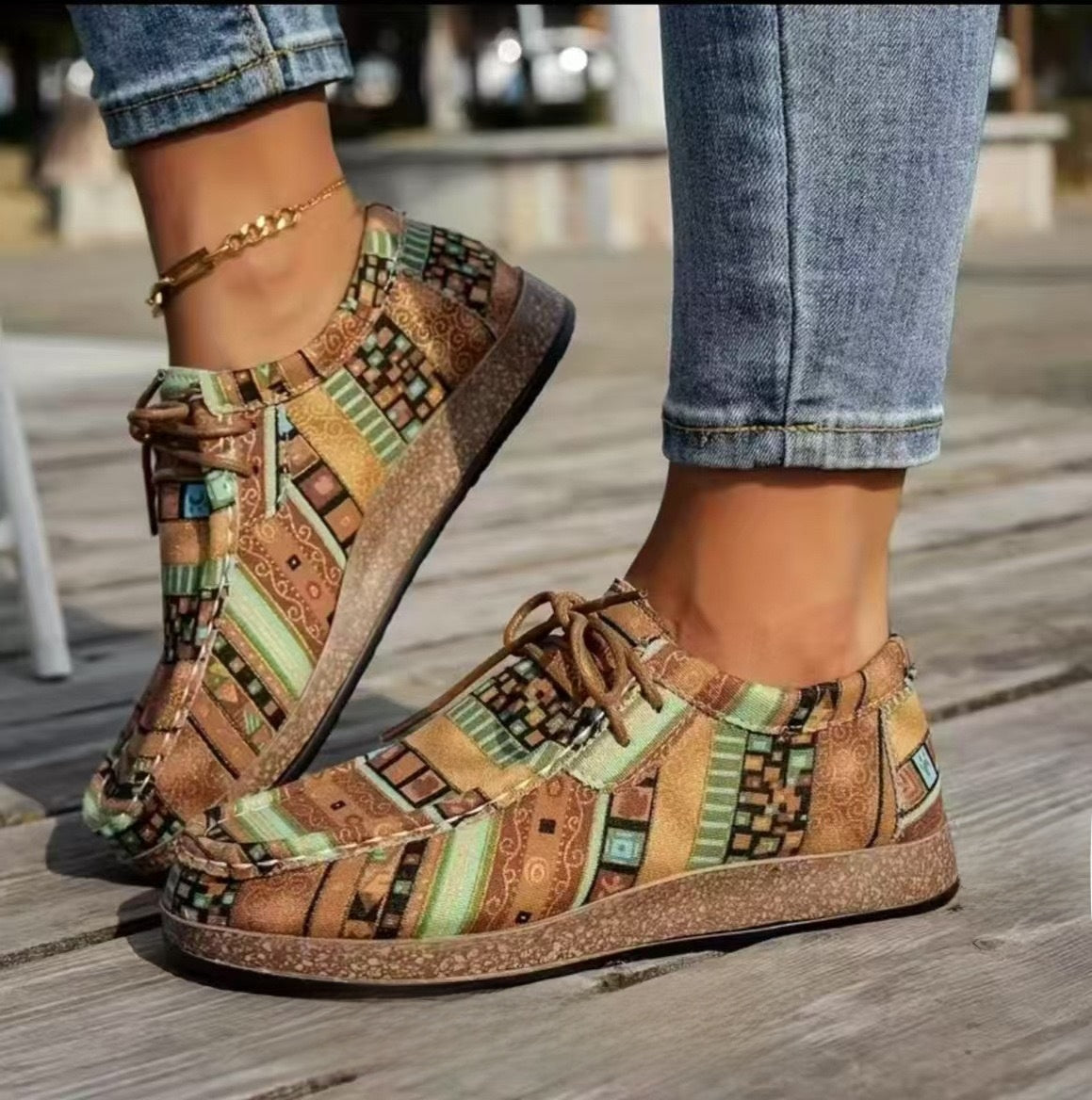 FolkTrail Canvas Lace-Up Flats, product view 5