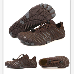Brown shoes with unique sole design on a white background