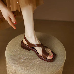 RetroStrap French Retro Square-Toe Thong Sandals, product view 3
