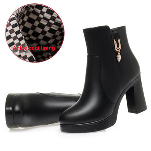 Glintheel Chunky Heel Winter Ankle Boots, product view 6