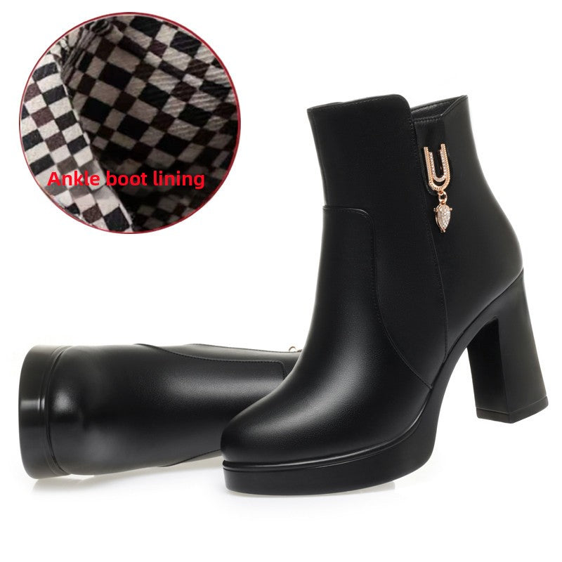 Glintheel Chunky Heel Winter Ankle Boots, product view 6