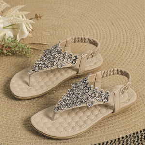 SparkleFlat Rhinestone Open-Toe Flat Sandals, product view 3