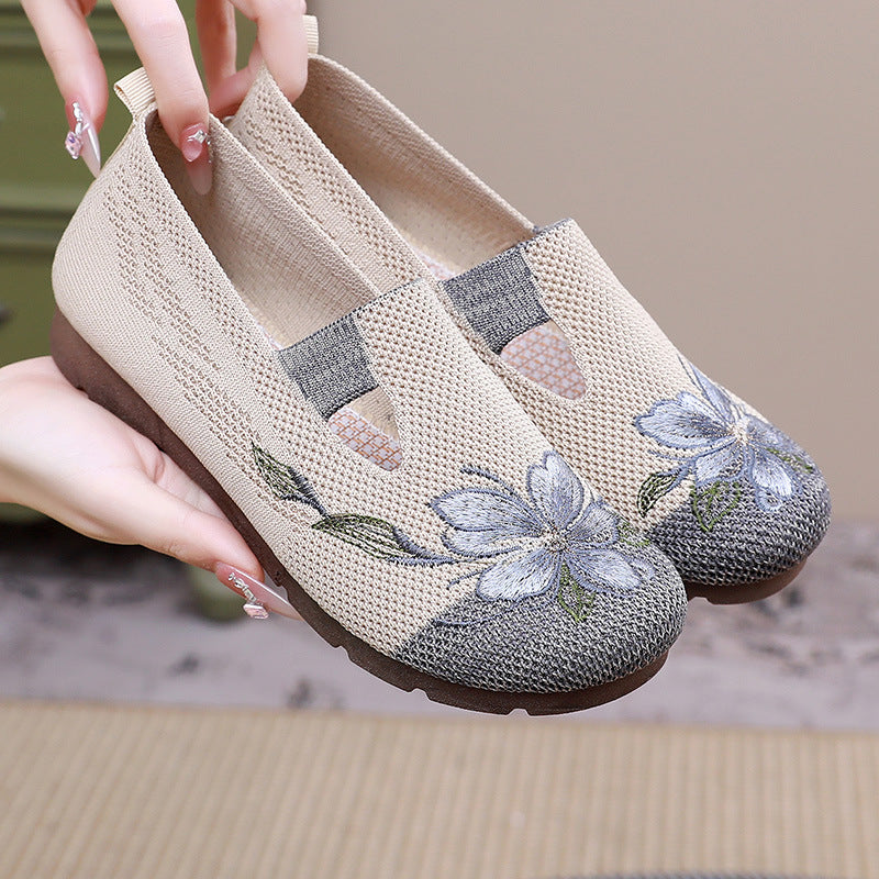 BlossomWeave Embroidered Slip-Ons