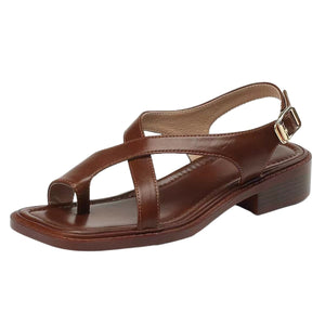 RetroStrap French Retro Square-Toe Thong Sandals, product view 1