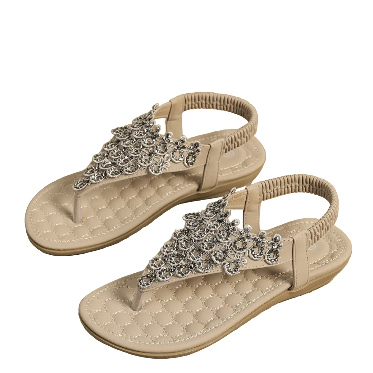 SparkleFlat Rhinestone Open-Toe Flat Sandals, product view 1