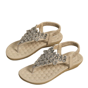 SparkleFlat Rhinestone Open-Toe Flat Sandals, product view 1