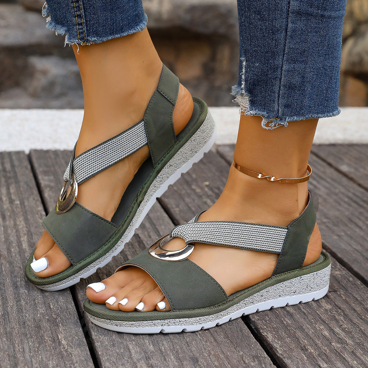 Wedgeline Buckle Wedge Sandals, product view 8