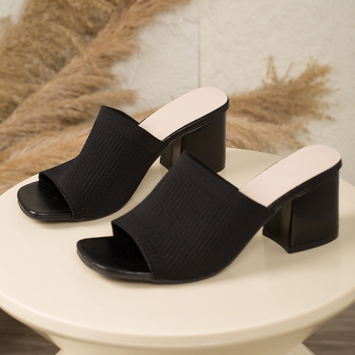 Knitform Chunky Heel Square-Toe Sandals, product view 11