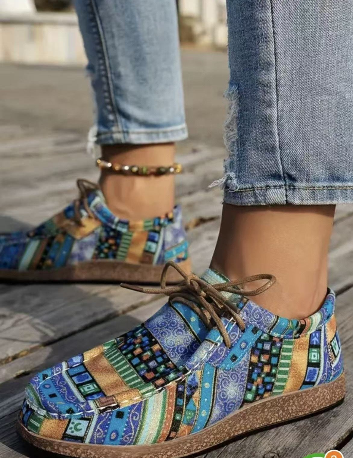 FolkTrail Canvas Lace-Up Flats, product view 4