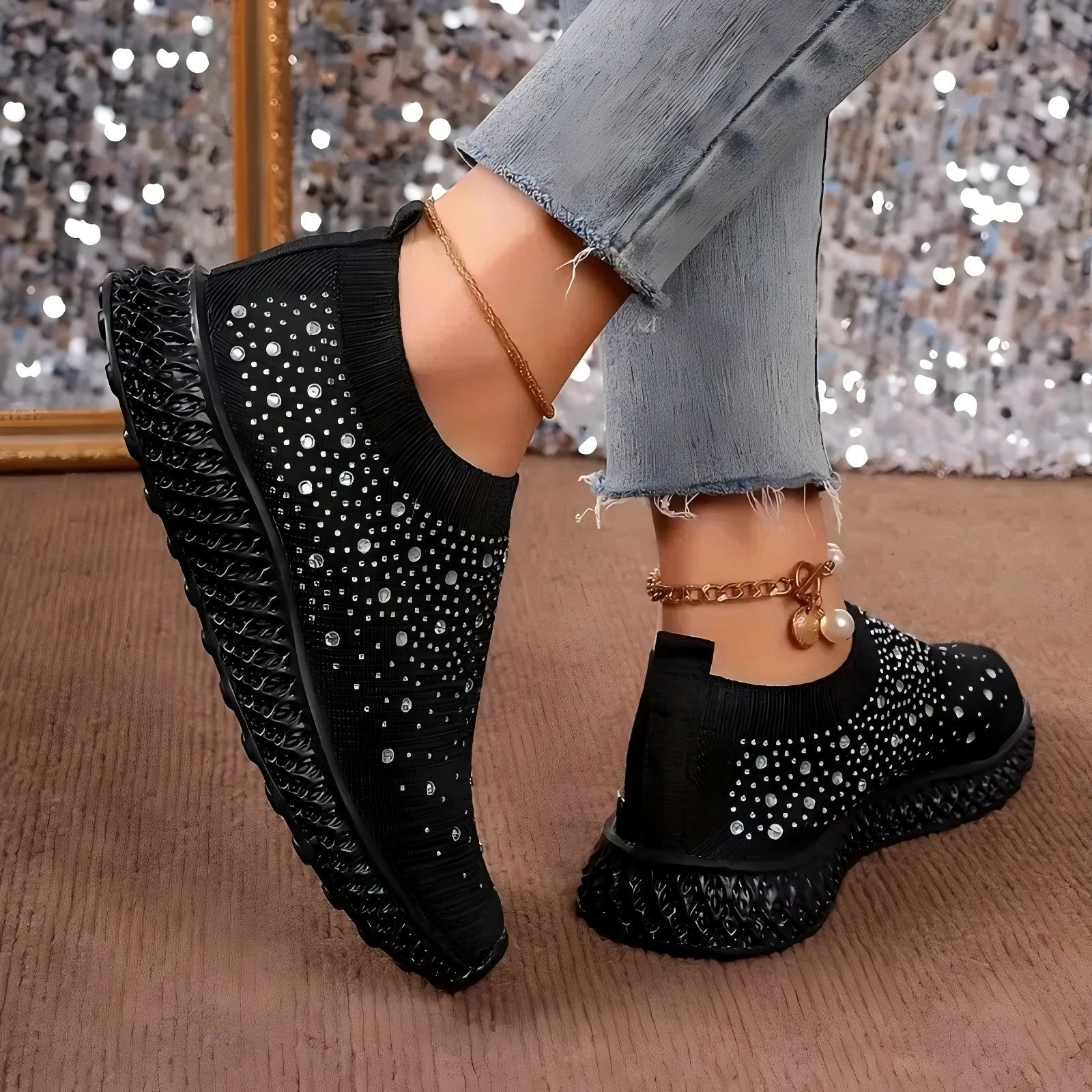 CrystalMesh Flat Sneakers, product view 3