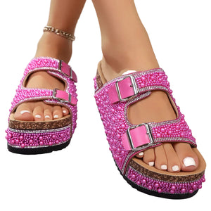 Corkstep Footbed Buckle Platform Flip-Flops, product view 1