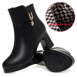 Glintheel Chunky Heel Winter Ankle Boots, product view 8