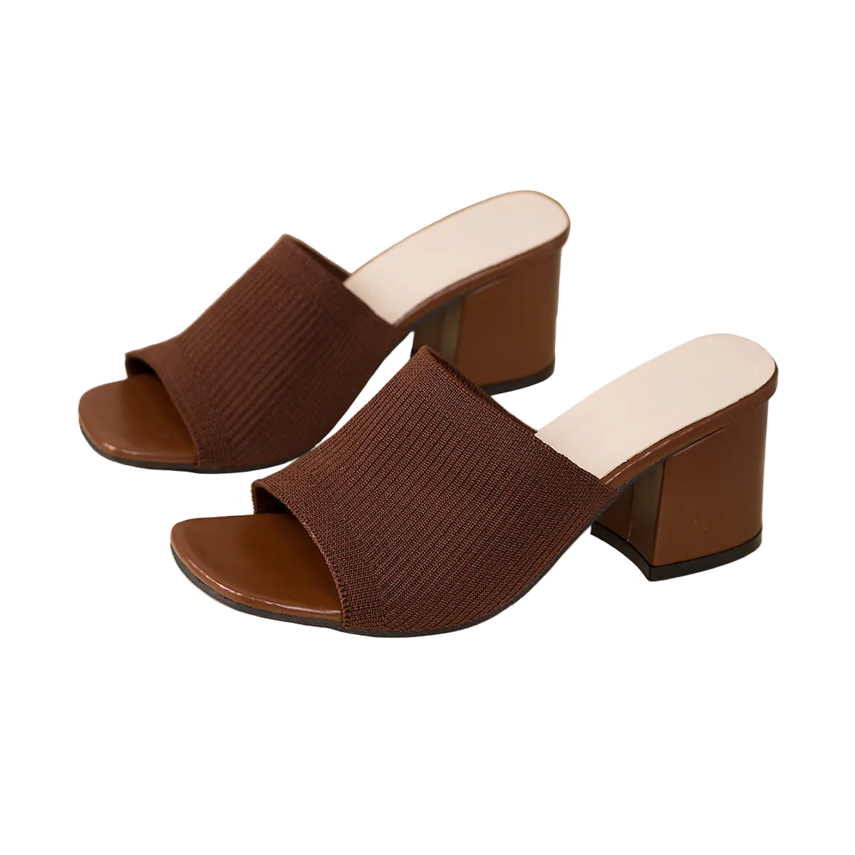 Knitform Chunky Heel Square-Toe Sandals