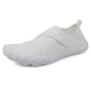 Elorvian AquaFlex natural movement water shoes, white pair