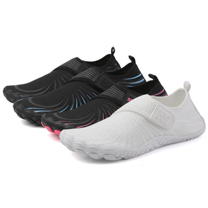 Elorvian AquaFlex water shoes in pink and purple for women